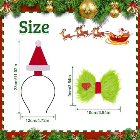 Festive Headband with Detachable Hair Bow Clip - Soft Holiday Accessory Set - Picture 4 of 8